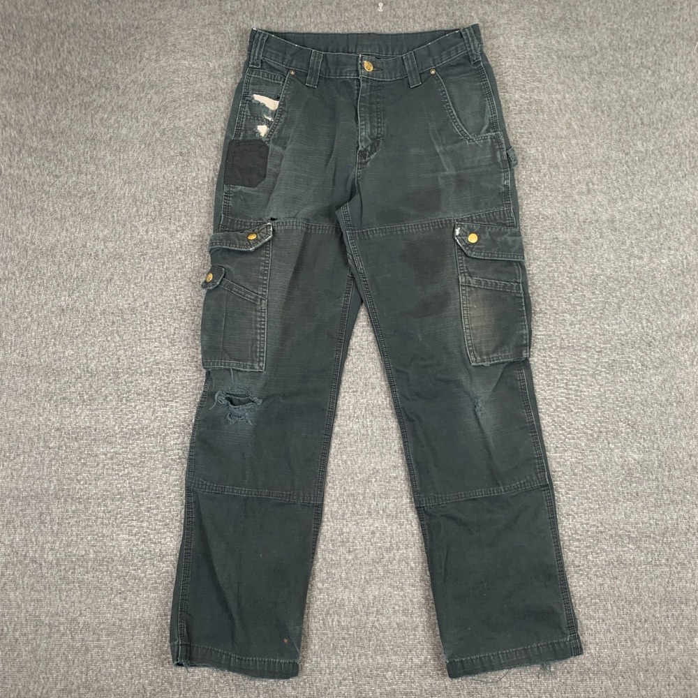 Carhartt Pants Mens 31x30 Relaxed Fit Ripstop Cargo Work Double Knee B342 BLK